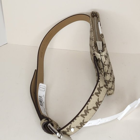 MICHAEL KORS Waist Belt Bag Fanny Pack Beige/White Signature Logo Size: S/M New - Picture 5 of 8
